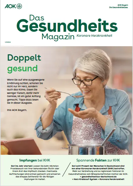 Titelseite des Gesundheitsmagazins der AOK Bayern für das DMP KHK