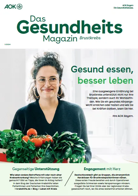 Titelseite des Gesundheitsmagazins der AOK Bayern für das DMP Brustkrebs