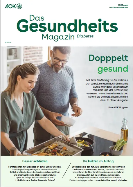 Titelseite des Gesundheitsmagazins der AOK Bayern für das DMP Diabetes