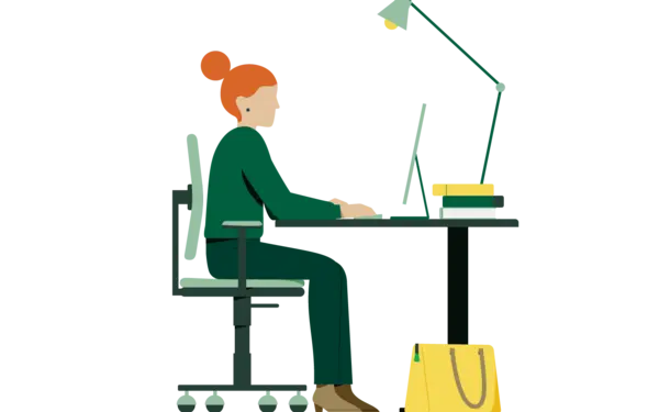Frau am Schreibtisch, eine Illustration