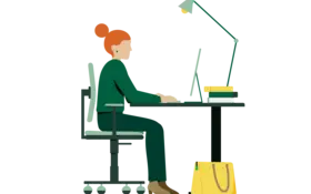 Frau am Schreibtisch, eine Illustration