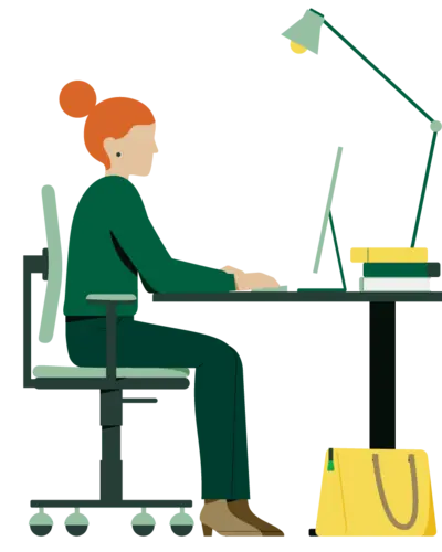 Frau am Schreibtisch, eine Illustration