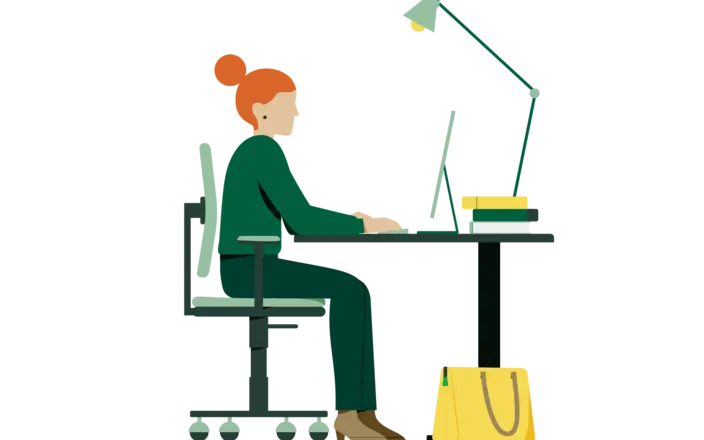 Frau am Schreibtisch, eine Illustration
