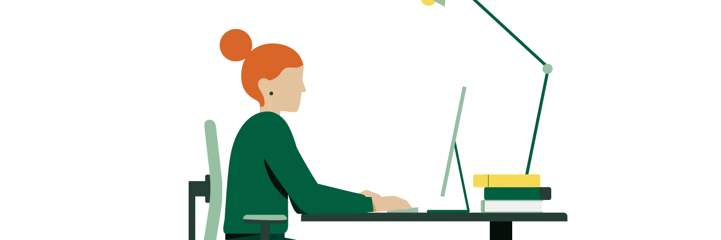 Frau am Schreibtisch, eine Illustration