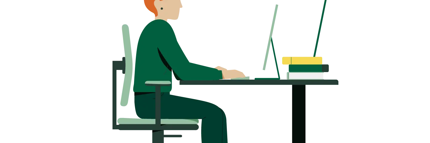 Frau am Schreibtisch, eine Illustration