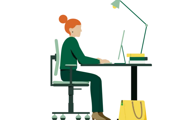 Frau am Schreibtisch, eine Illustration