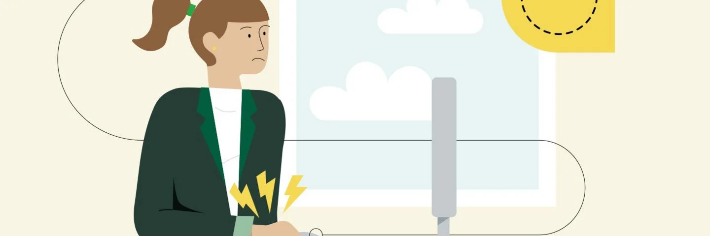 Illustration: Frau arbeitet am Computer