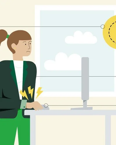Illustration: Frau arbeitet am Computer