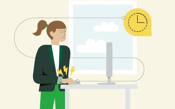 Illustration: Frau arbeitet am Computer