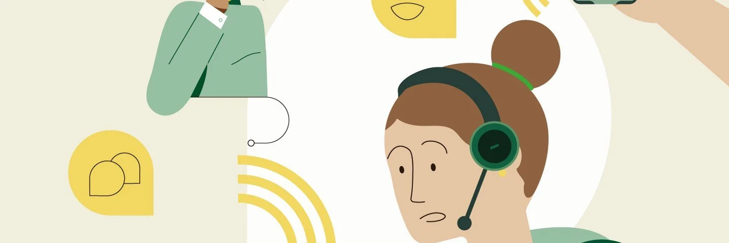 Gestresst telefonieren – eine Illustration.