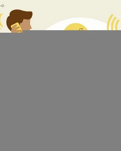 Gestresst telefonieren – eine Illustration.
