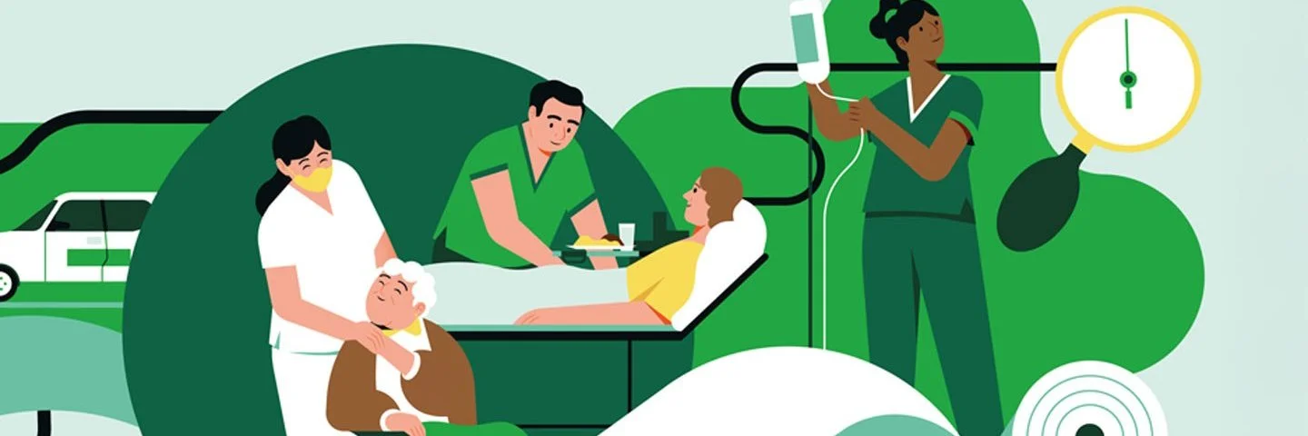 Eine Illustration zeigt Gesundheit im Betrieb