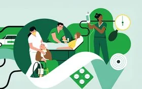 Eine Illustration zeigt Gesundheit im Betrieb