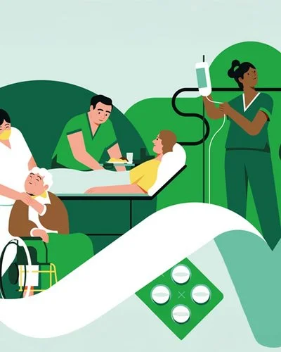 Eine Illustration zeigt Gesundheit im Betrieb