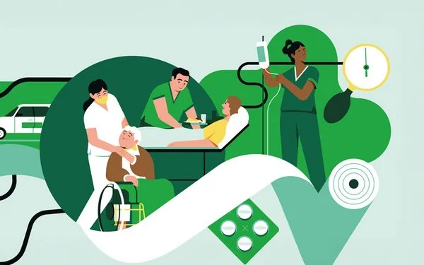 Eine Illustration zeigt Gesundheit im Betrieb