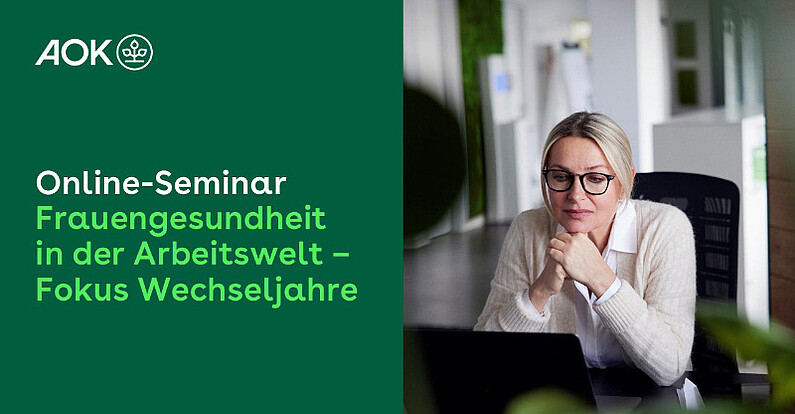 Titelfolie der Präsentation zum Online-Seminar "Frauengesundheit in der Arbeitswelt"
