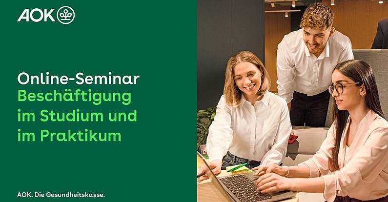 Titelfolie der Präsentation zum Online-Seminar "Beschäftigung im Studium und im Praktikum"