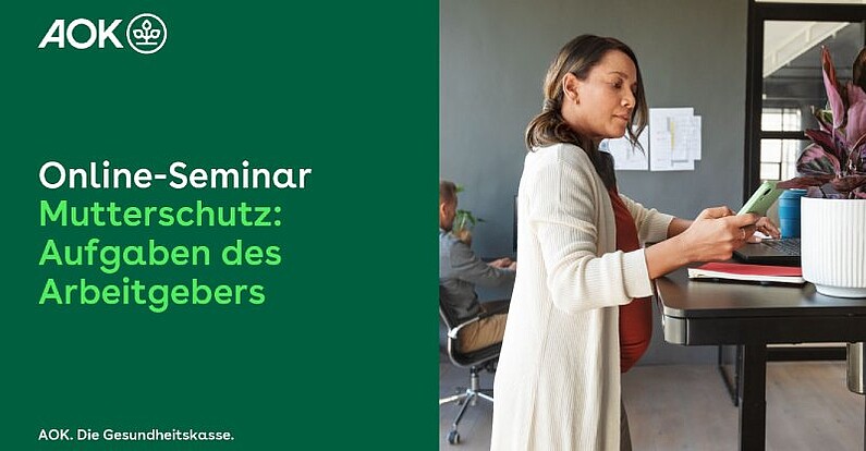 Titelfolie der Präsentation zum Online-Seminar "Mutterschutz: Aufgaben des Arbeitgebers"