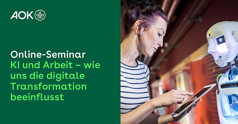 Titelfolie der Präsentation zum Online-Seminar "KI und Arbeit"