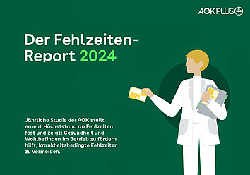 Zu sehen ist eine animierte Grafik des Fehlzeiten-Reports 2024. Die jährliche Studie der AOK stellt erneut Höchststand an Fehlzeiten fest.