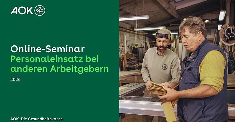 Titelfolie der Präsentation zum Online-Seminar "Personaleinsatz bei anderen Arbeitgebern"