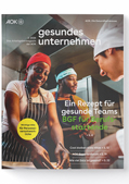 AOK-Magazin für Arbeitgeber: Titelbilder einer Ausgabe des Magazins „gesundes unternehmen“