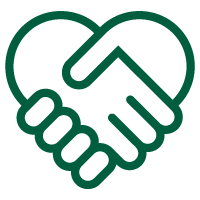 Es ist ein Icon abgebildet, dass einen Händedruck symbolisiert.