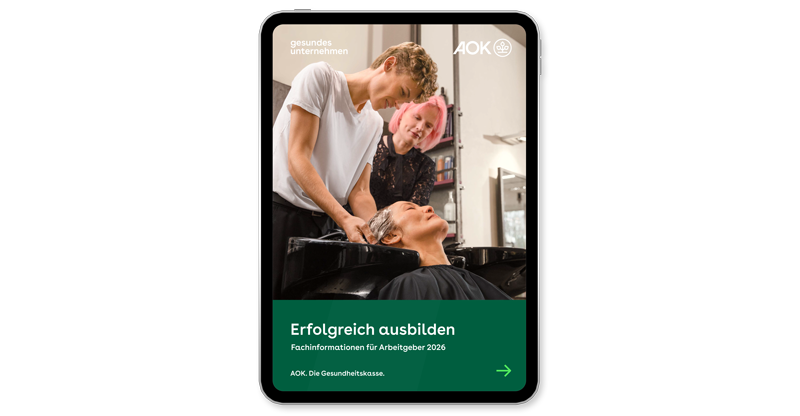 Die Anzeige eines Tablets zeigt das Cover des E-Papers „Erfolgreich Ausbilden“Die Anzeige eines Tablets zeigt das Cover des E-Papers „Erfolgreich Ausbilden“