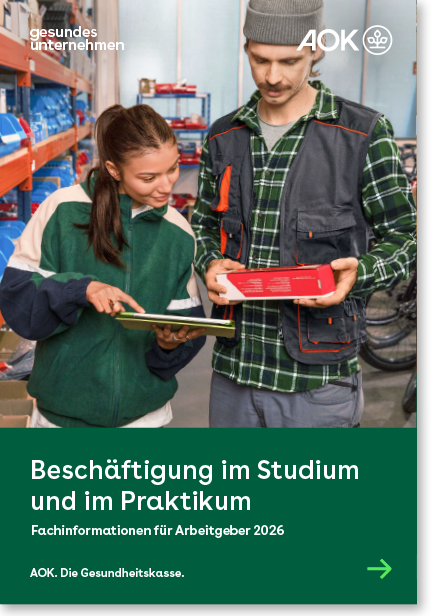 Cover gesundes unternehmen – Fachinformationen für Arbeitgeber 2026 – Beschäftigung im Studium und im Praktikum