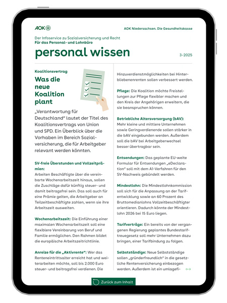 gesundes unternehmen – personal wissen 3-2025: Magazinseite mit kleiner Grafik einer Checkliste gesundes unternehmen – personal wissen 3-2025: Magazinseite mit kleiner Grafik einer Checkliste