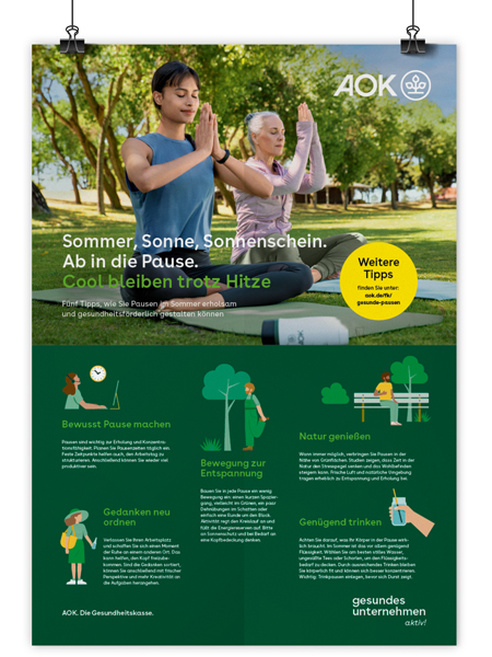 BGF-Poster 03/2025 Cool bleiben trotz Hitze: Zwei Frauen beim Yoga im Park BGF-Poster 03/2025 Cool bleiben trotz Hitze: Zwei Frauen beim Yoga im Park