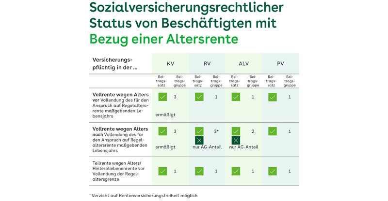 Infografik: SV-rechtlicher Status von Beschäftigten mit Altersrentenbezug