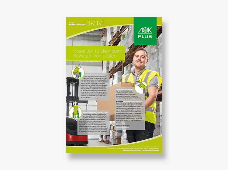 gesundes unternehmen - Poster Gesunder Rücken beim Bewegen von Lasten Poster Gesunder Rücken beim Bewegen von Lasten mit praktischen Tipps