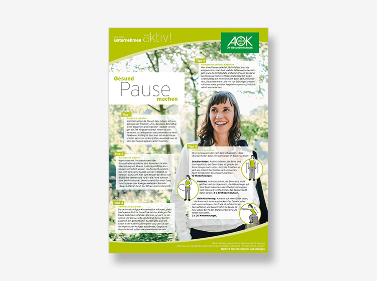 Poster Gesund Pause machen mit praktischen Tipps