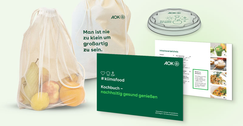 Ein Obst- und Gemüse-Baumwollbeutel, ein Frischedeckel und ein digitales Kochbuch als Dankeschön.