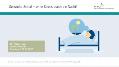 Online-Seminar „Gesunder Schlaf – ohne Stress durch die Nacht“ Bild aus dem Videomitschnitt