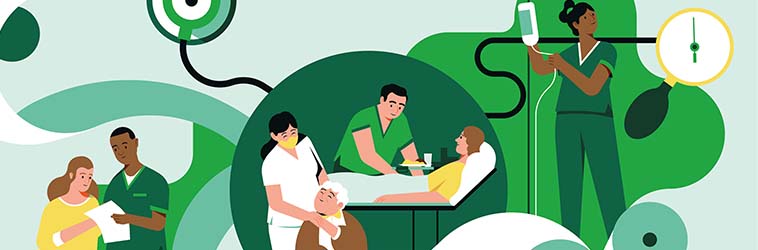 Online-Seminar „Gesunde Pflege“ Zeichnung