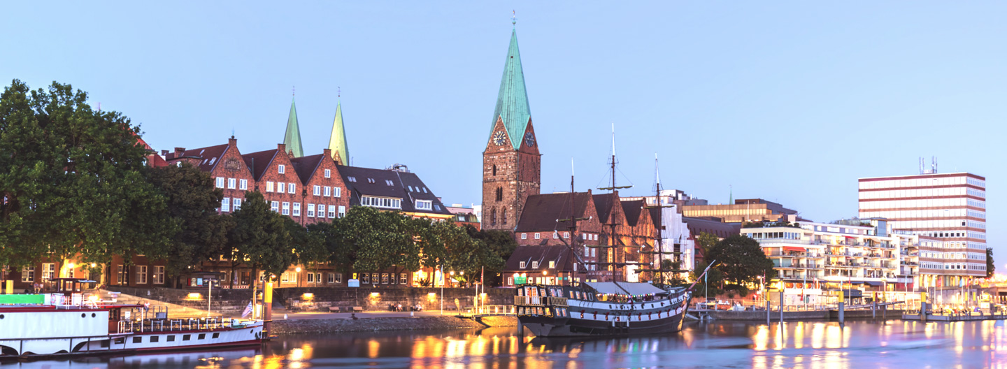 Heimvorteil: Panorama des Hafens in Bremen