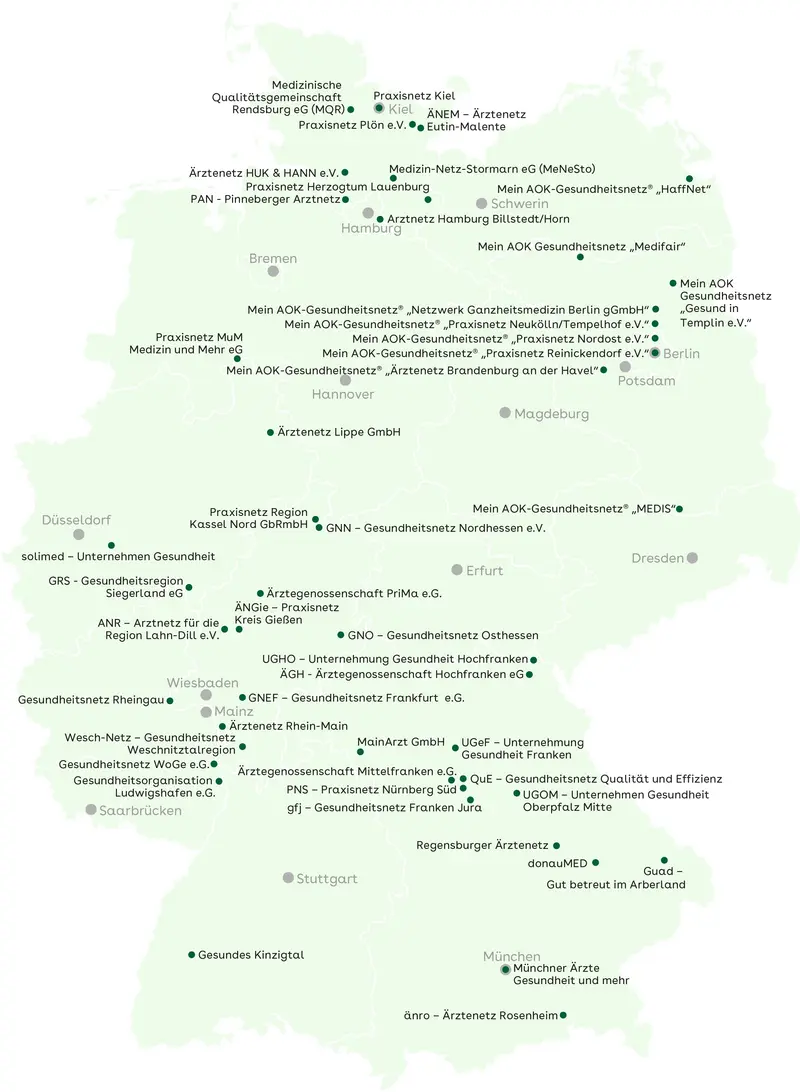 QuATRo: Übersicht über alle Arztnetze (Karte)