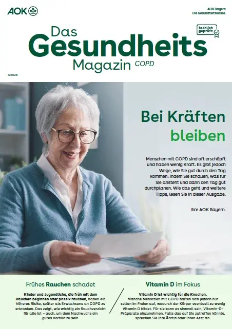 Titelseite AOK-Gesundheitsmagazin COPD – Ausgabe 1/2026