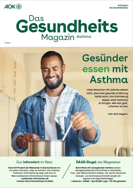 Titelseite des Gesundheitsmagazins der AOK Bayern für das DMP Asthma