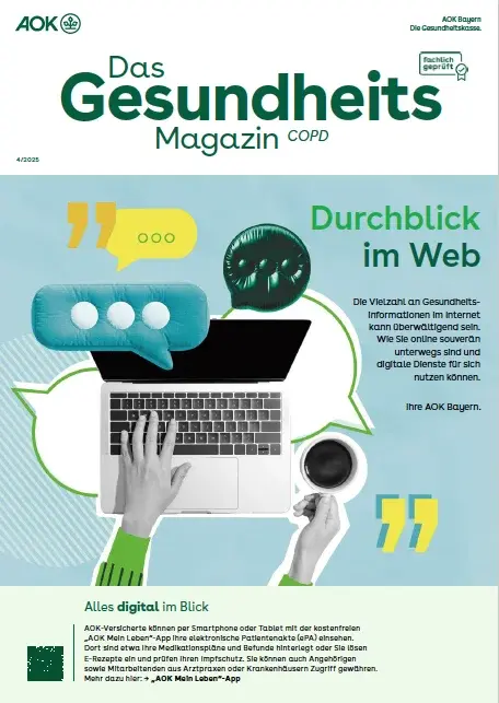 Titelseite AOK-Gesundheitsmagazin COPD – Ausgabe 4/2025