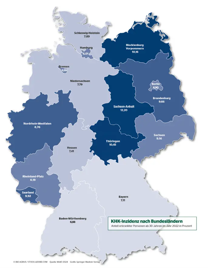 Deutschland-Karte zur KHK-Inzidenz 2022