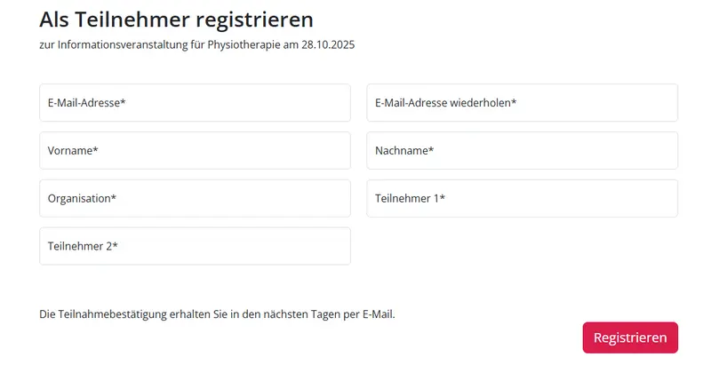 Ansicht Anmeldung in Tedme