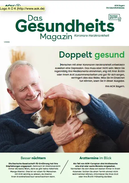 AOK-Gesundheitsmagazin KHK – Ausgabe 1/2026 Titelseite AOK-Gesundheitsmagazin KHK – Ausgabe 1/2026