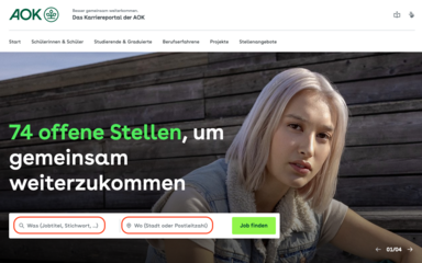 Ein Bild-Schirm-Foto zeigt die Start-Seite. Die Such-Felder im Titel der Start-Seite sind rot markiert.