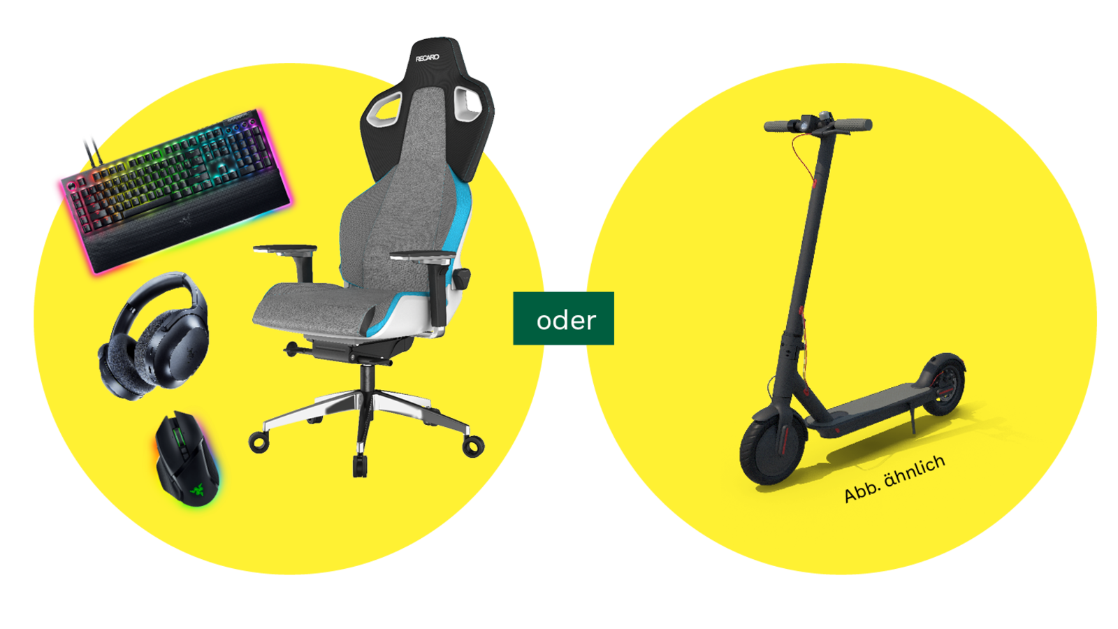 Nimm mit was geht! Motiv - Gewinnspiel Abbildung 1 x Gaming-Package oder 1 x E-Scooter