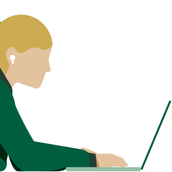 Illustration einer Berufsstarterin am Laptop