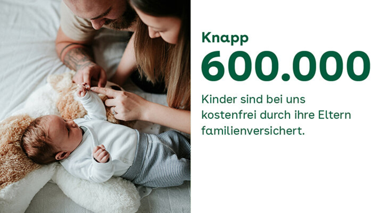 Knapp 600.000 Kinder sind bei uns kostenfrei durch ihre Eltern familienversichert.