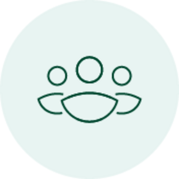 Grafik für ein Icon, dass Teamarbeit symbolisiert.